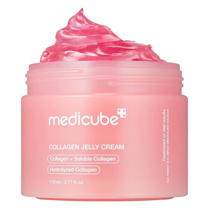 medicube, Medicube Collagen Jelly Cream- Niacinamide & Freeze-Dried Hydrolyzed Collagen-Boosts Skin Barrier Hydration & Gives 24h Glow & Firmer Looking Skin | No Artificial Color, Korean Skincare (3.71 Fl.oz.)