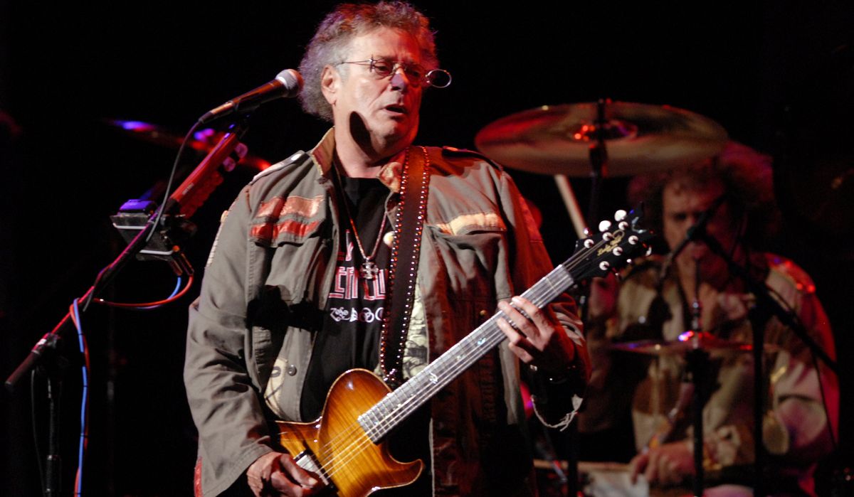 Leslie West (left) and Corky Laing of Mountain, perform during Hippifest in Vienna, Virginia