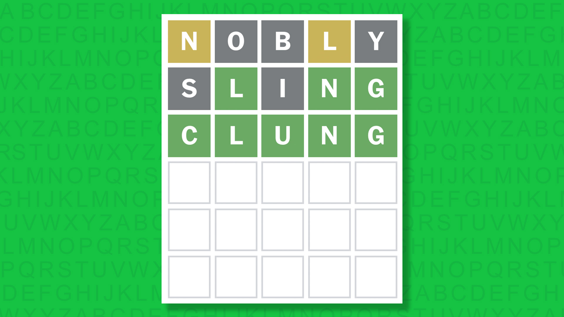 NYT Wordle answer for game 1610 on a green background