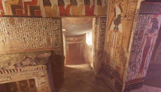 Some of the VR tour of Nefertari&#039;s tomb is shown here.