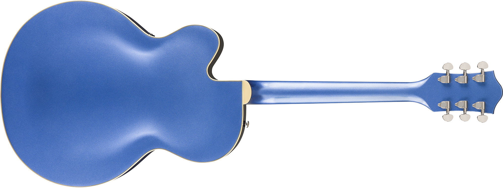 A photo showing a detail of the Gretsch Streamliner Hollow Body electric in Fairlane Blue finish