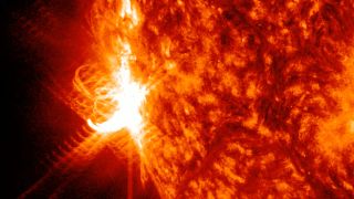 NASA's Solar Dynamics Observatory recorded the X1.2 solar flare on Jan. 5, 2023, at 7:45 p.m. EST (0045 GMT on Jan. 6).
