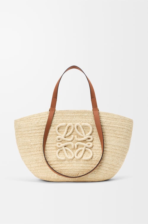 Medium Eclipse Basket in Raffia and Calfskin