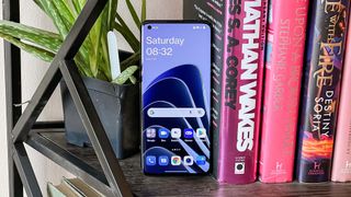 OnePlus 10 Pro on bookshelf