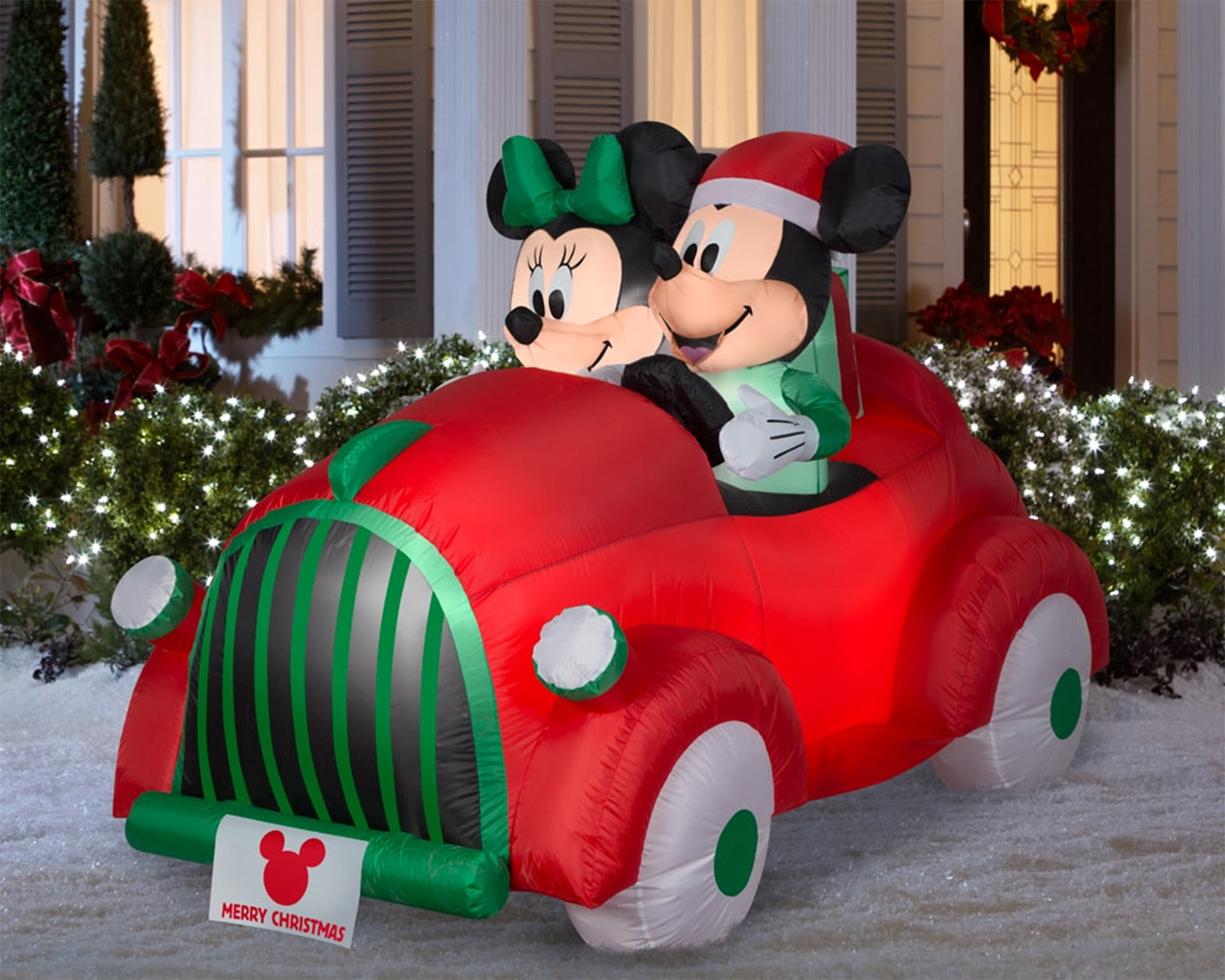 Christmas inflatable with Mickey Mouse Driving Minnie Mouse in Their Christmas Car Indoor/Outdoor Decoration