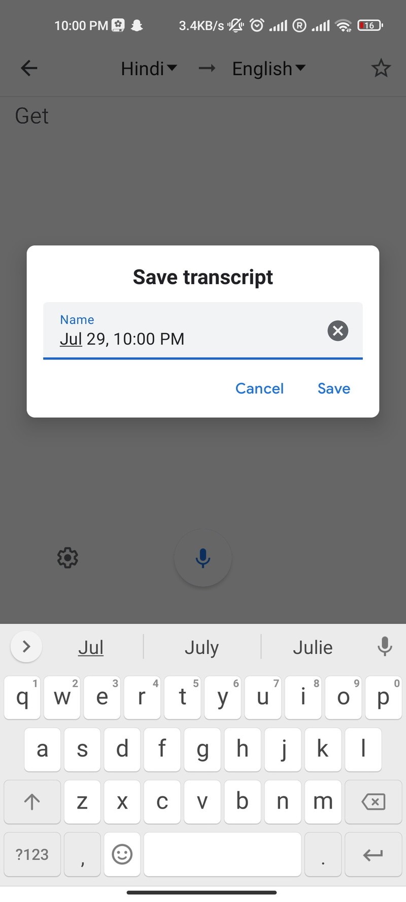 Google Translate Transcribe