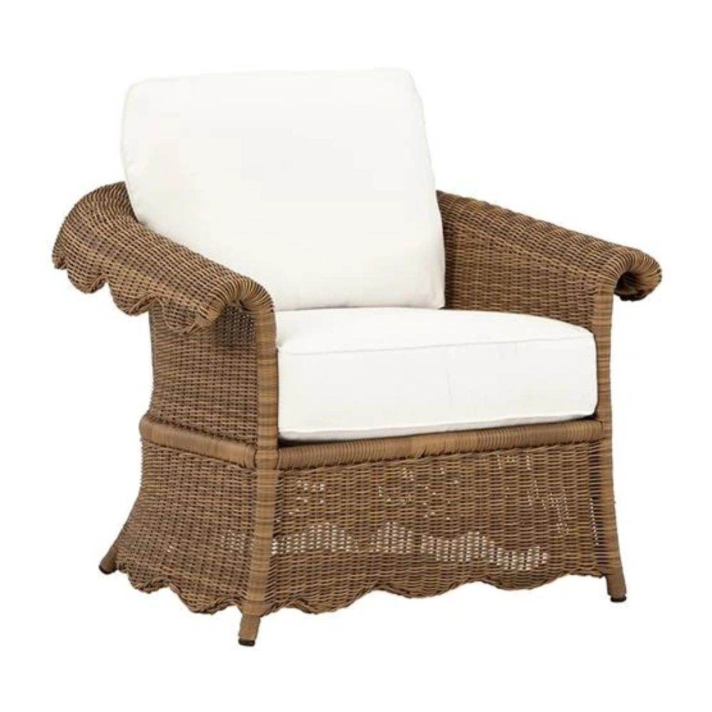 Cielo Sunbrella Wicker Scalloped Outdoor Lounge Chair