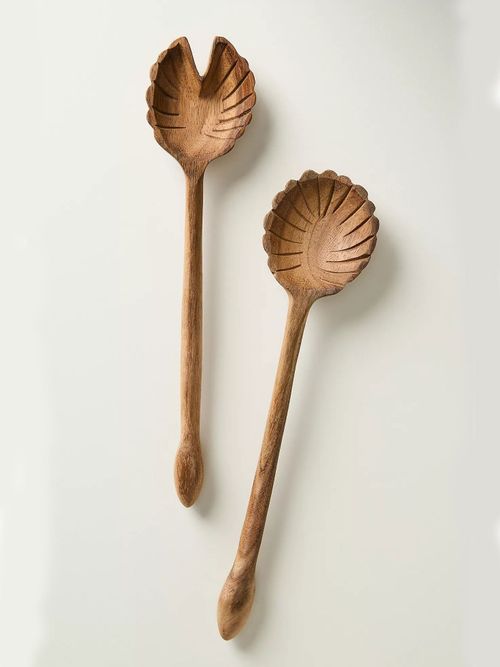 Wood Palm Serving Set
