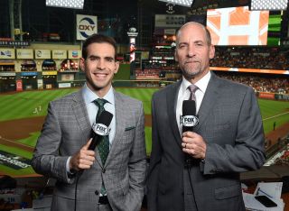 Fox Sports's Joe Davis (l.) and John Smoltz 
