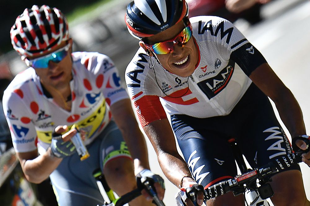 Jarlinson Pantano (IAM Cycling) and Rafal Majka (Tinkoff) on the attack