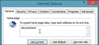 internet options about blan