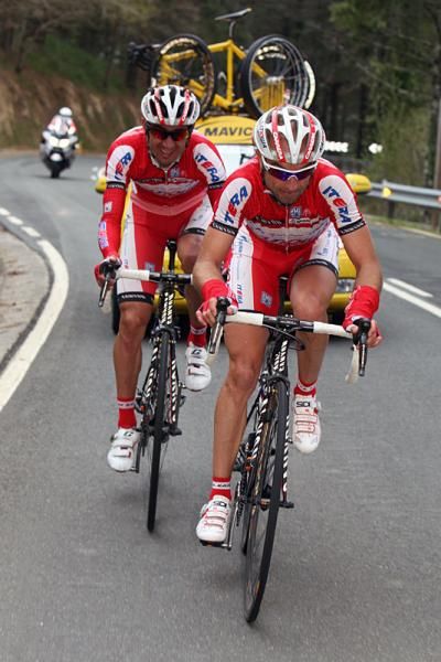 Katusha's Giampaolo Caruso and Angel Vicioso on the attack.