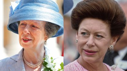 Princess Anne’s futuristic sunglasses are similar to Princess Margaret's. Seen here are the two royals at different occasions