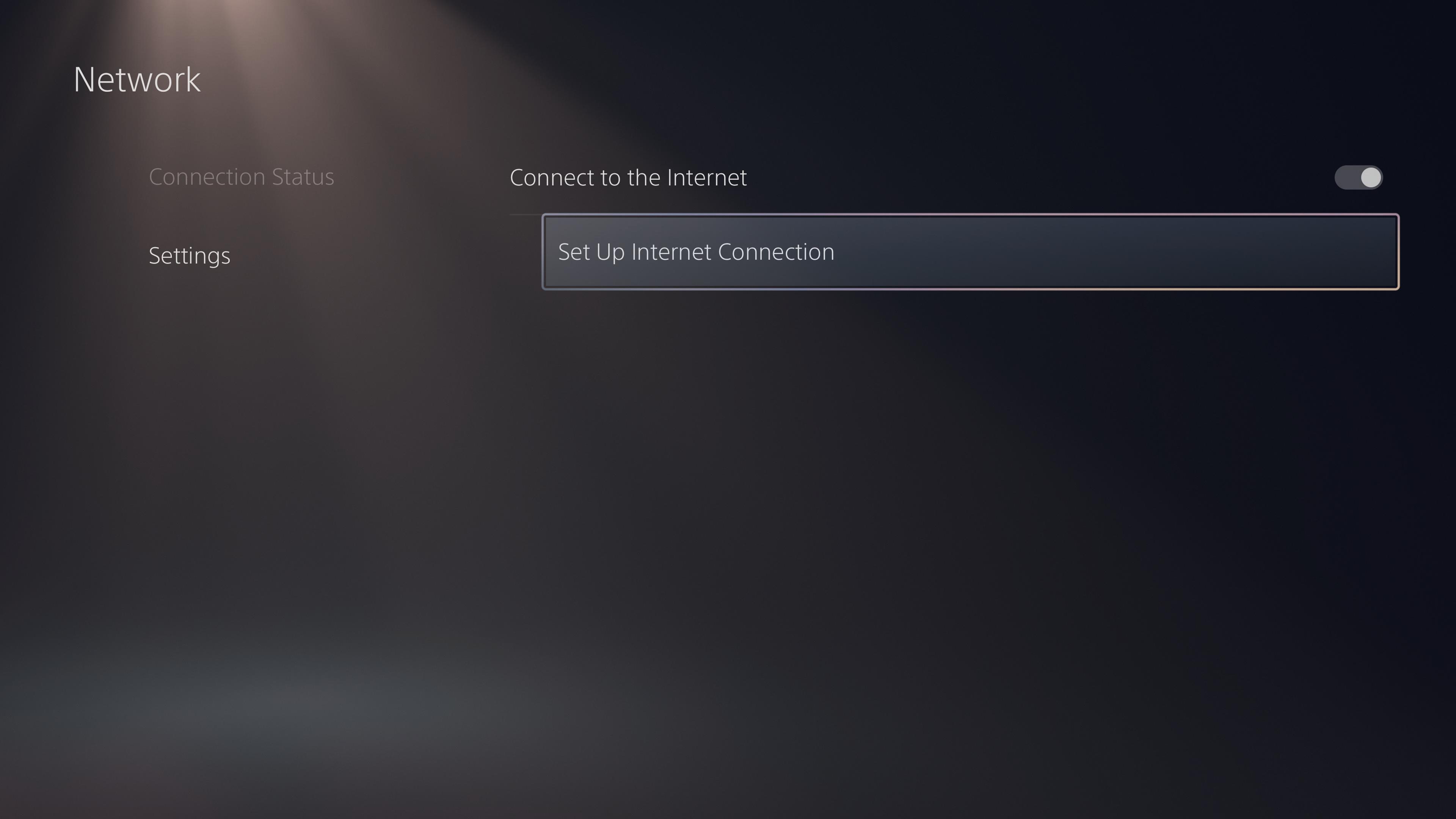 PS5 network settings menus