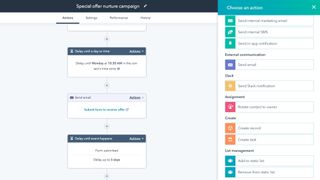 Example of Workflow creation in HubSpot.