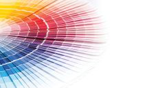 A photograph showing a range of colour swatches arranged in a wheel