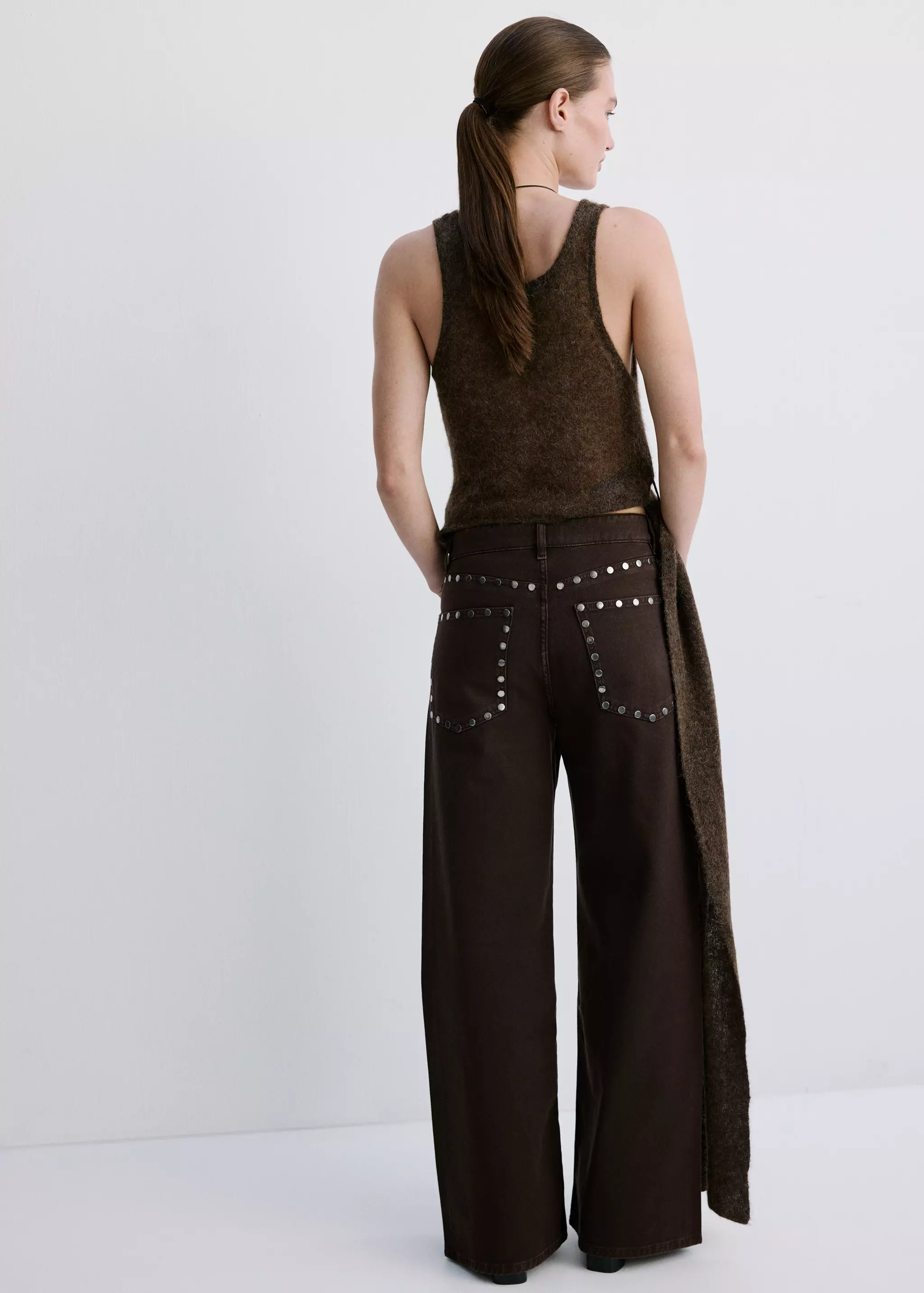MANGO, Wide Leg Studded Jeans - Women | Mango Usa