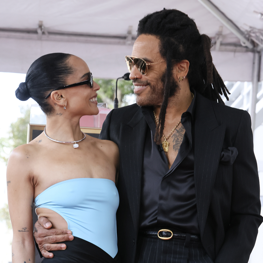 HOLLYWOOD, CALIFORNIA - MARCH 12: Zo&euml; Kravitz poses with Lenny Kravitz during his Hollywood Walk of Fame Star Ceremony on March 12, 2024 in Hollywood, California. (Photo by Rodin Eckenroth/Getty Images)