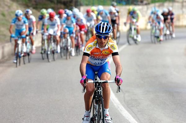 Diego Ulissi (Lampre-ISD) attacks on the final climb.