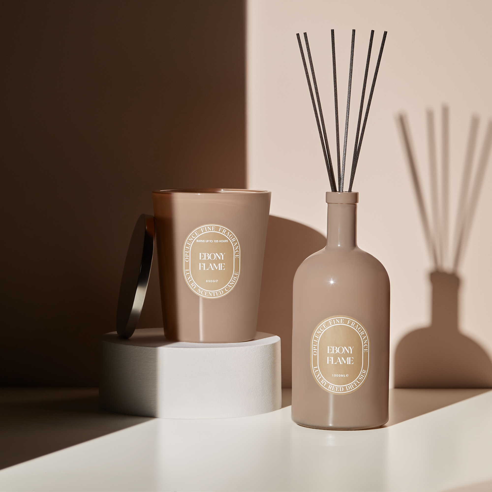 Matalan luxury candle and reed diffuser in ebony flame scent.