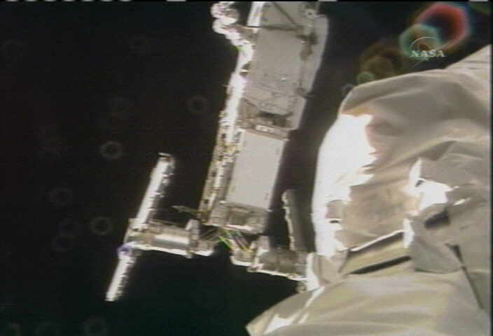 Spacewalkers Help Detach Space Station Solar Power Tower