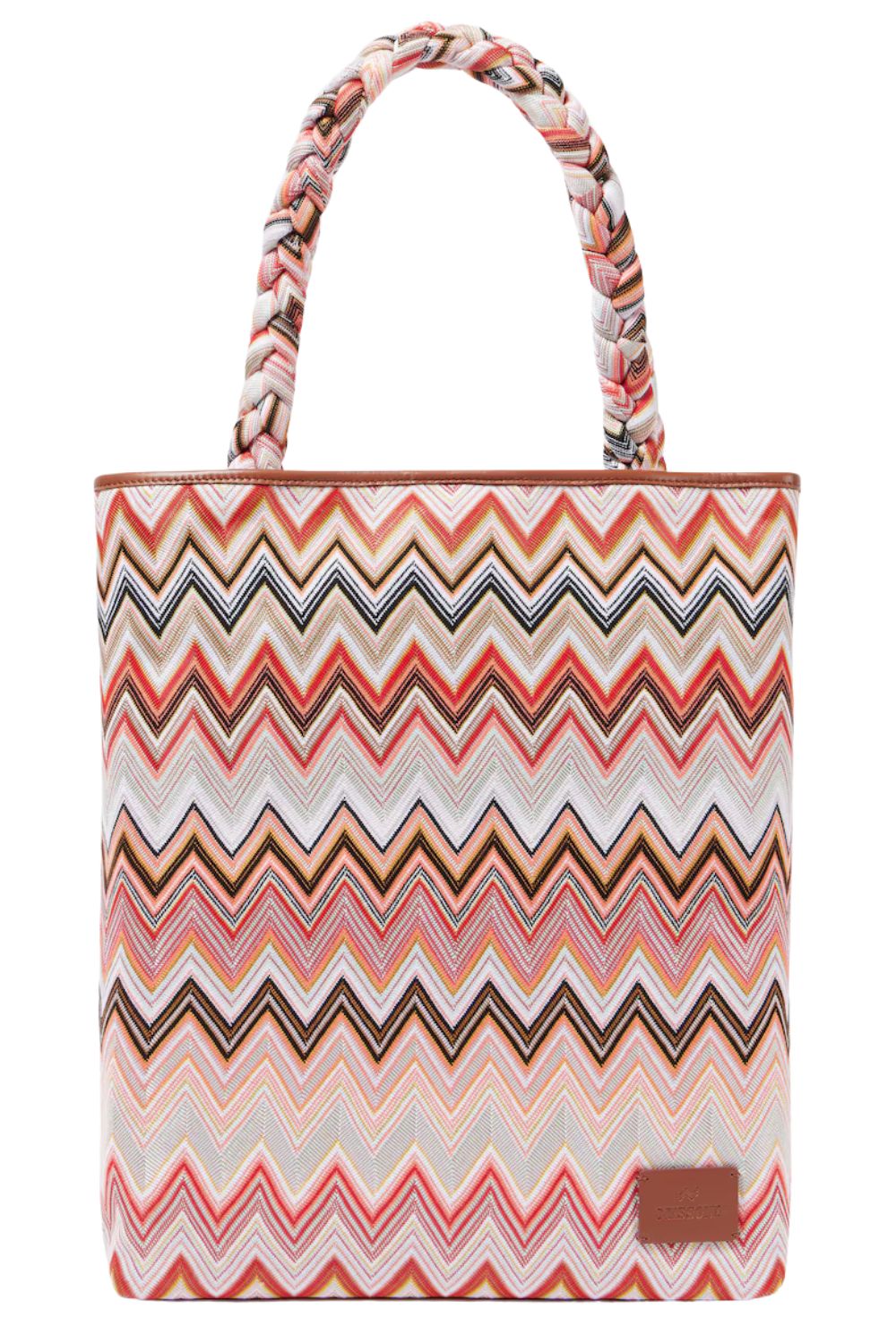 Missoni Zigzag Large leather-trimmed tote bag