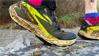 Salomon Genesis trail running shoes worn muddy