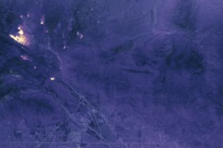 The Thermal Infrared Sensor (TIRS) on the Landsat 8 satellite captured this image of California's Blue Cut wildfire at 10:36 p.m. local time on Aug. 17, 2016.