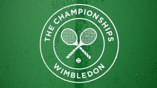 The Wimbledon logo on a rainy day