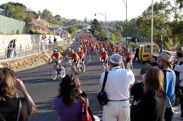 Spectators cheer on the field