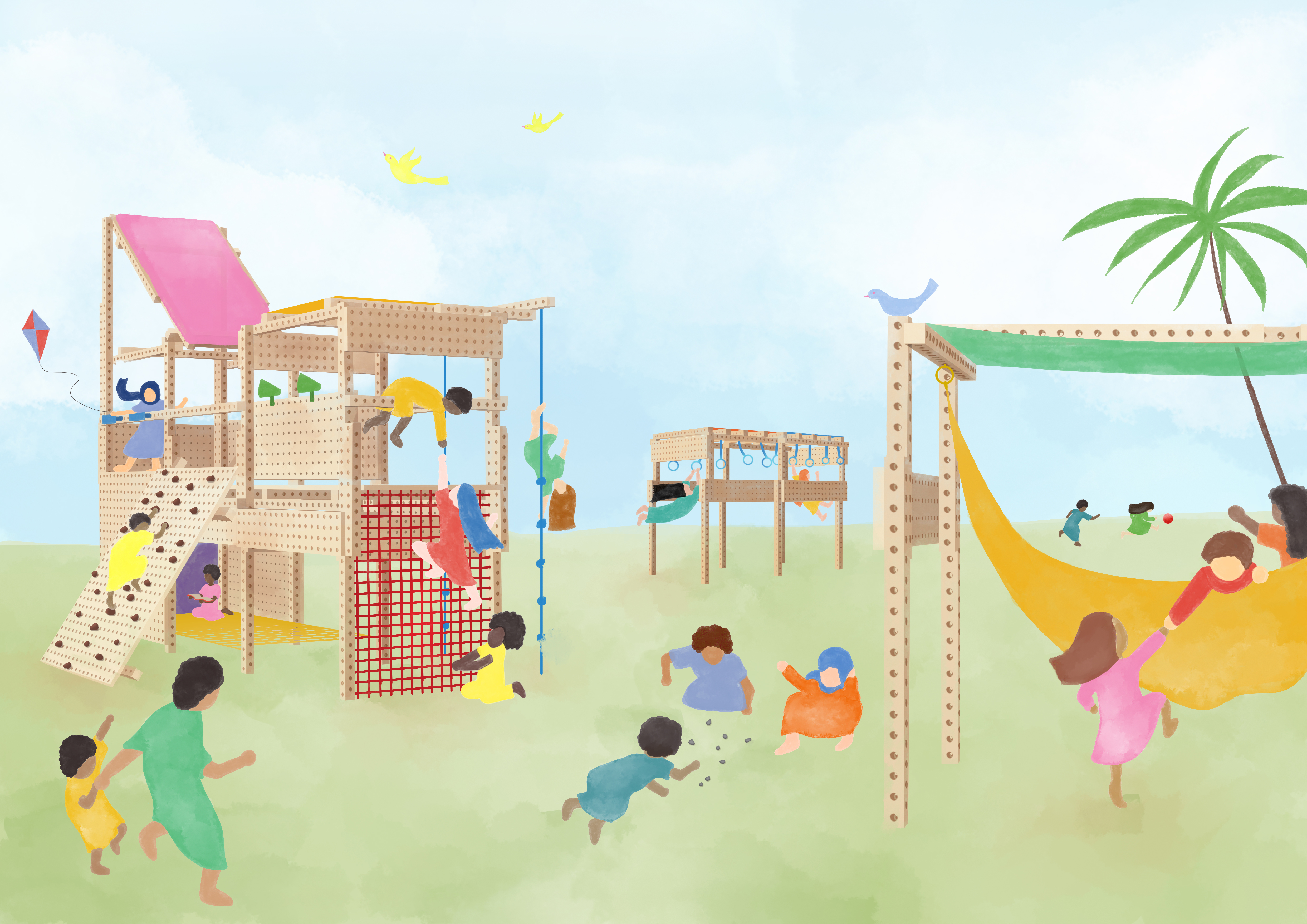 Playrise flat packed playground illustration