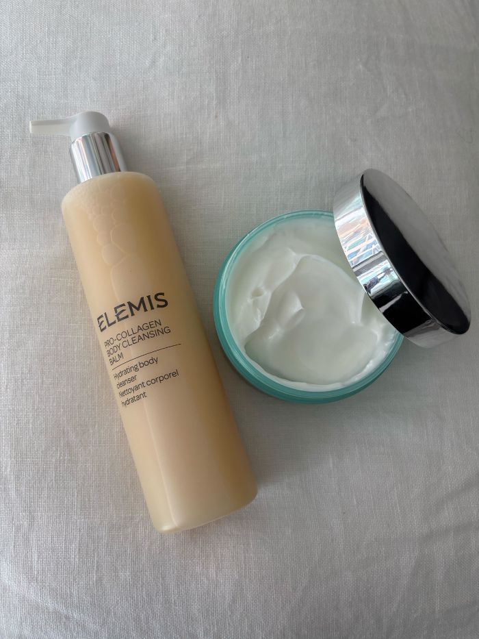 Deputy beauty editor Grace Lindsay testing the Elemis Pro-Collagen Body Duo