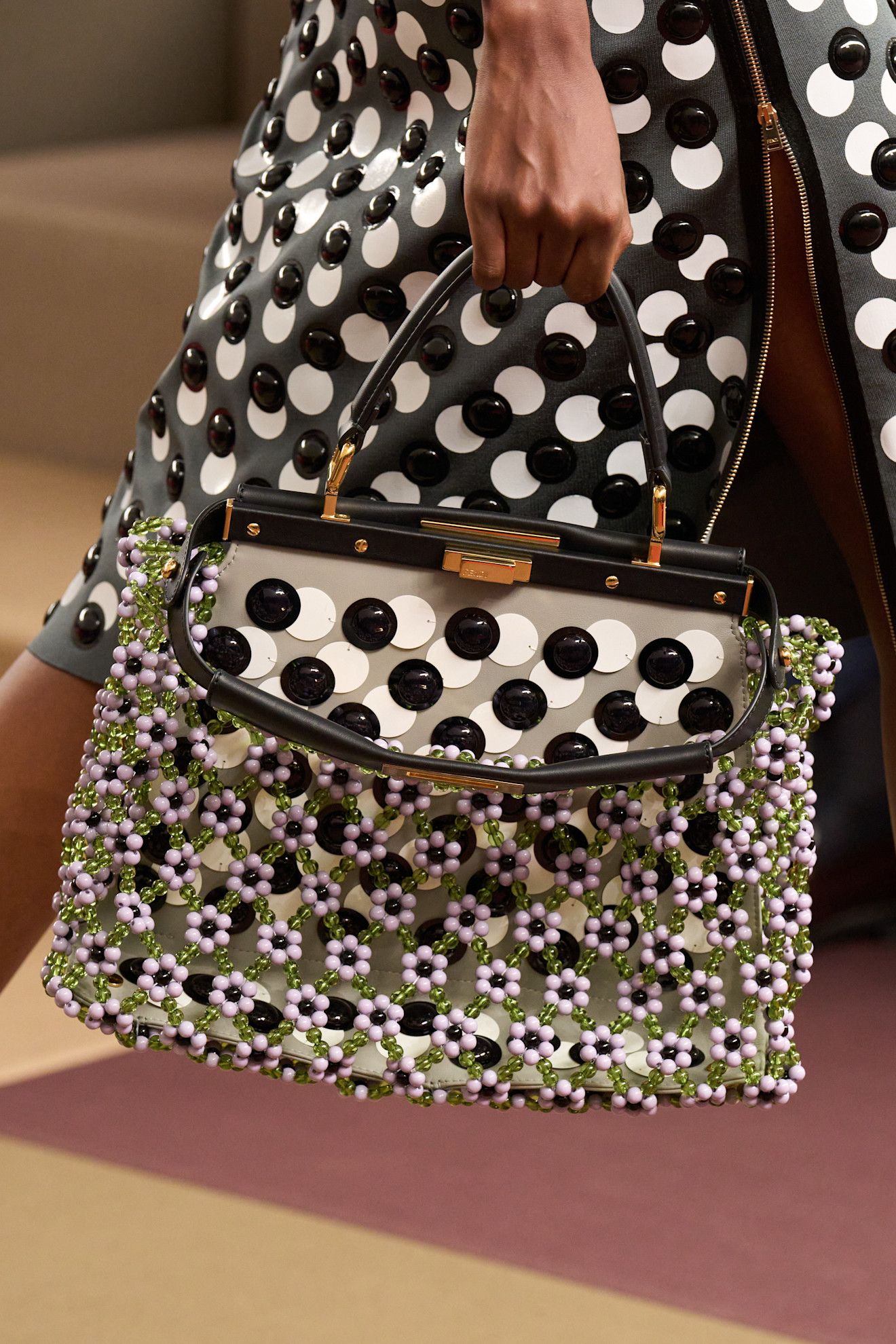 Model carrying Peekaboo bag on the Fendi spring/summer 2026 runway.