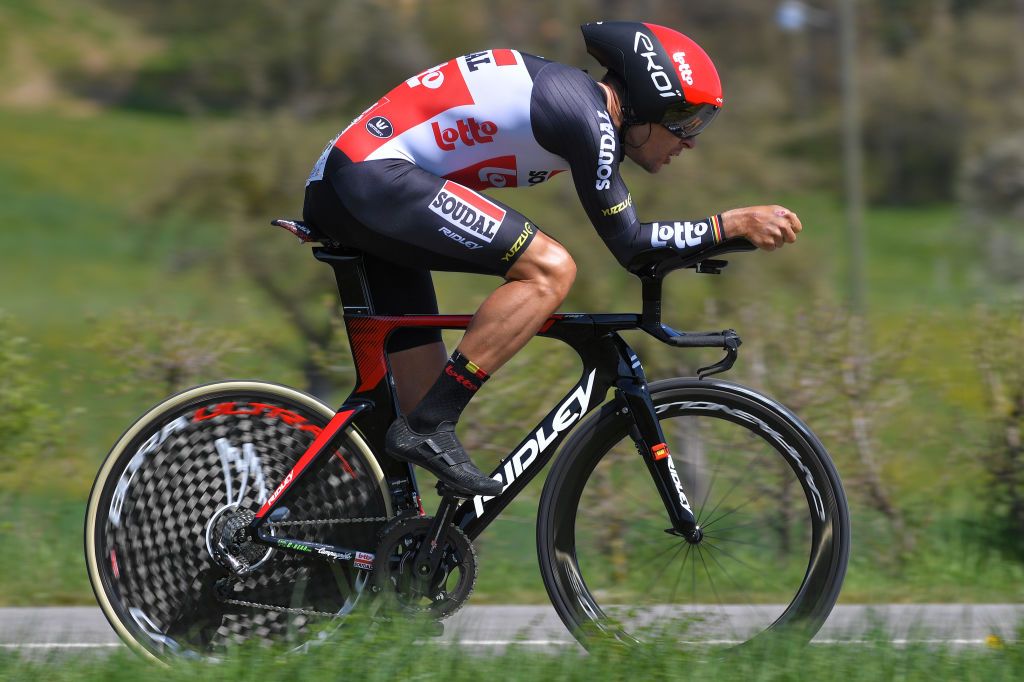ORON SWITZERLAND APRIL 27 Philippe Gilbert of Belgium and Team Lotto Soudal during the 74th Tour De Romandie 2021 Prologue a 405km Individual Time Trial stage from Oron to Oron 700m ITT TDR2021 TDRnonstop UCIworldtour on April 27 2021 in Oron Switzerland Photo by Luc ClaessenGetty Images