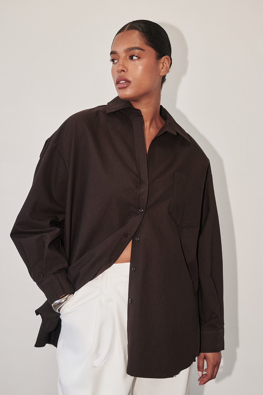 Rhea 2.0 Burnt Choc Oversized Cotton Shirt - 0 / Burnt Choc