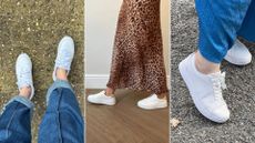 Molly Smith, Caroline Parr and Rivkie Baum testing the best white trainers