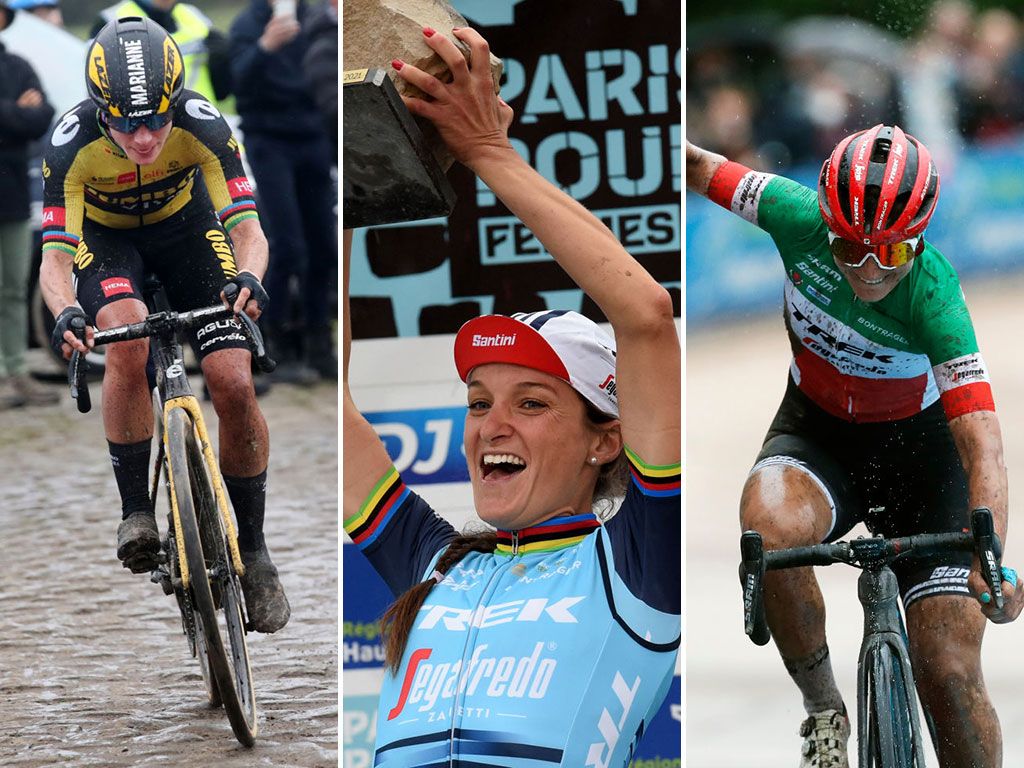 Marianne Vos, Lizzie Deignan, Elisa Longo Borghini during Paris-Roubaix