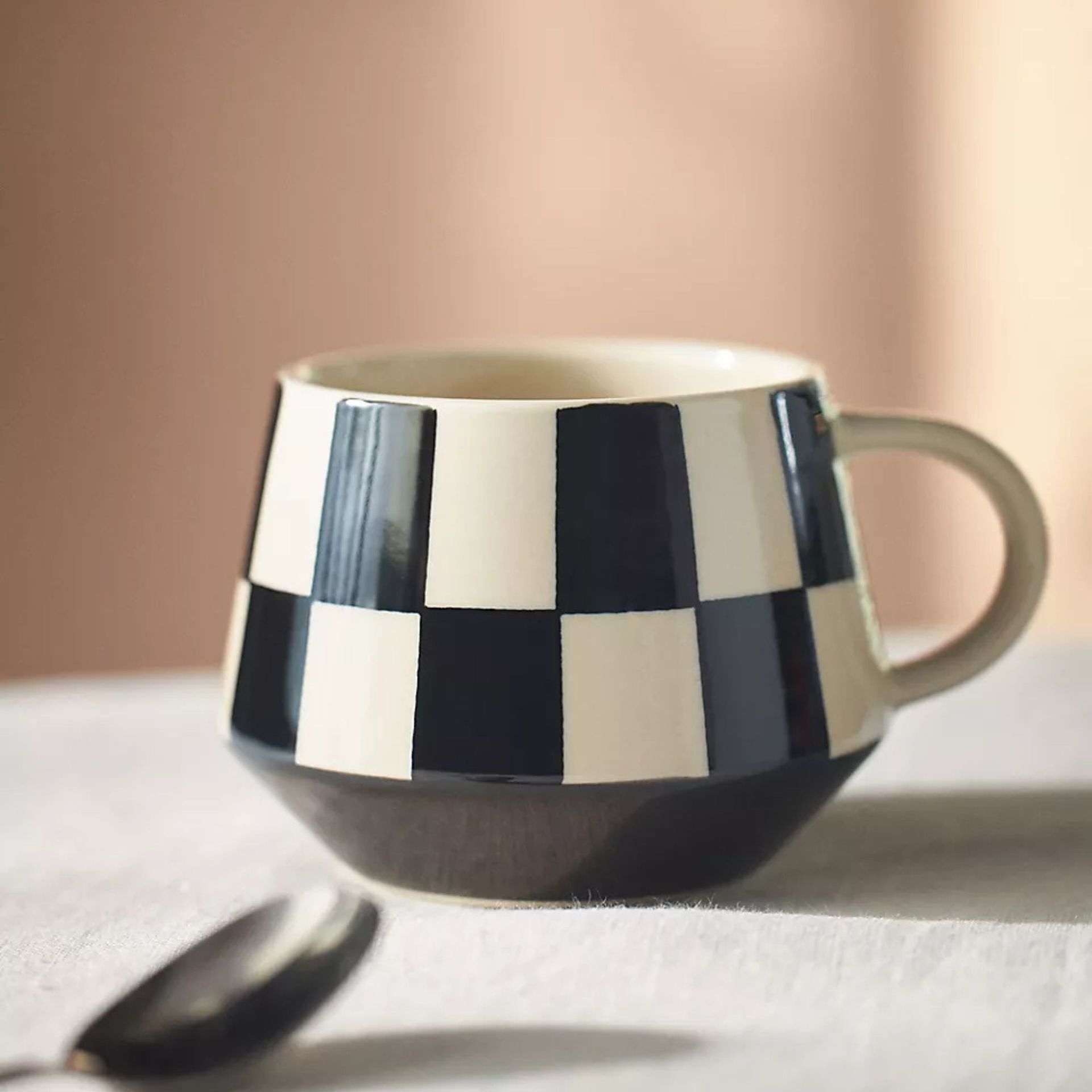 Checkered Stoneware Mug