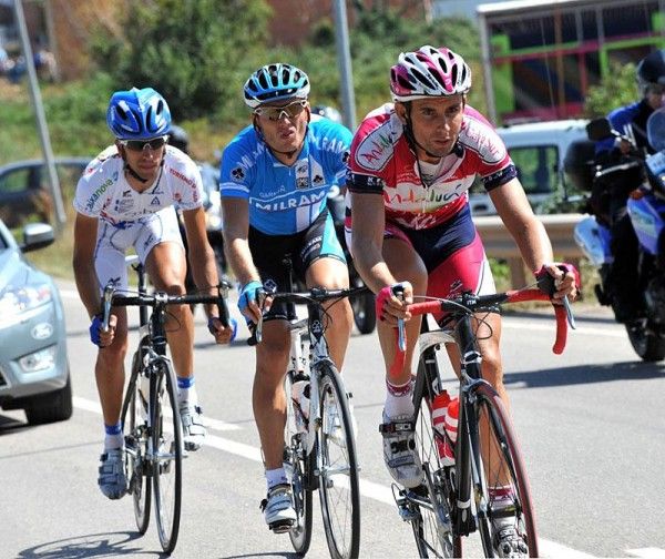 Seraf&iacute;n Mart&iacute;nez (Xacobeo Galicia), Jos&eacute; Antonio L&oacute;pez (Andaluc&iacute;a-Cajasur) and Andriy Grivko (Team Milram)