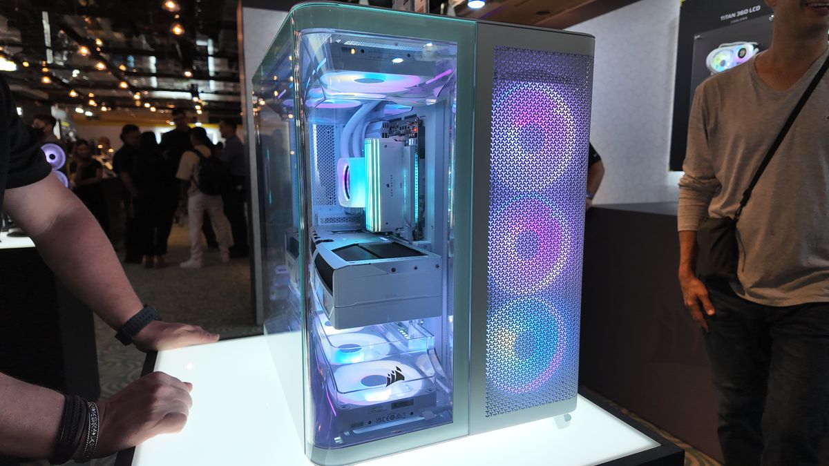 A Corsair Air 5400 PC case at Computex 2025.