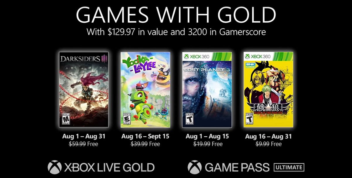 Xbox Games With Gold For August Include Darksiders III, Yooka-Laylee ...