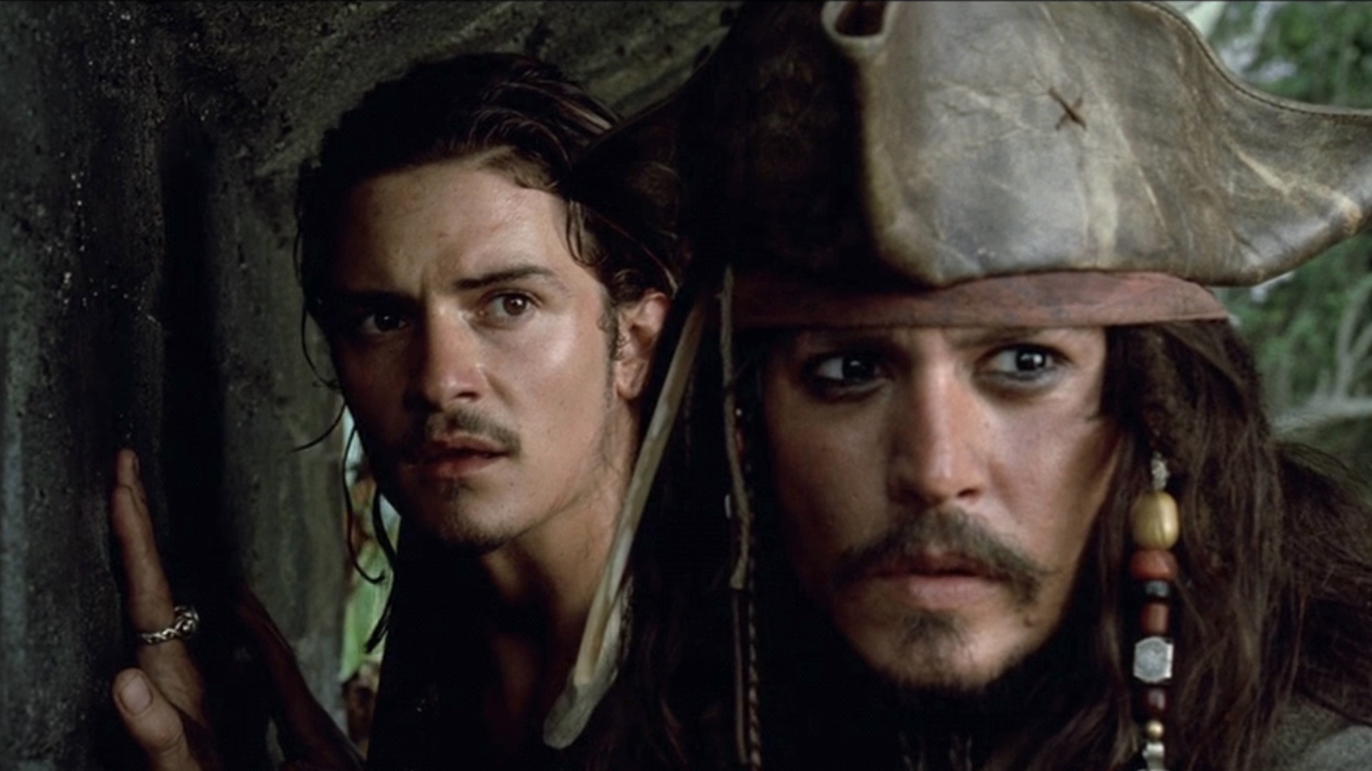 Jack and Will in the first Pirates movie.