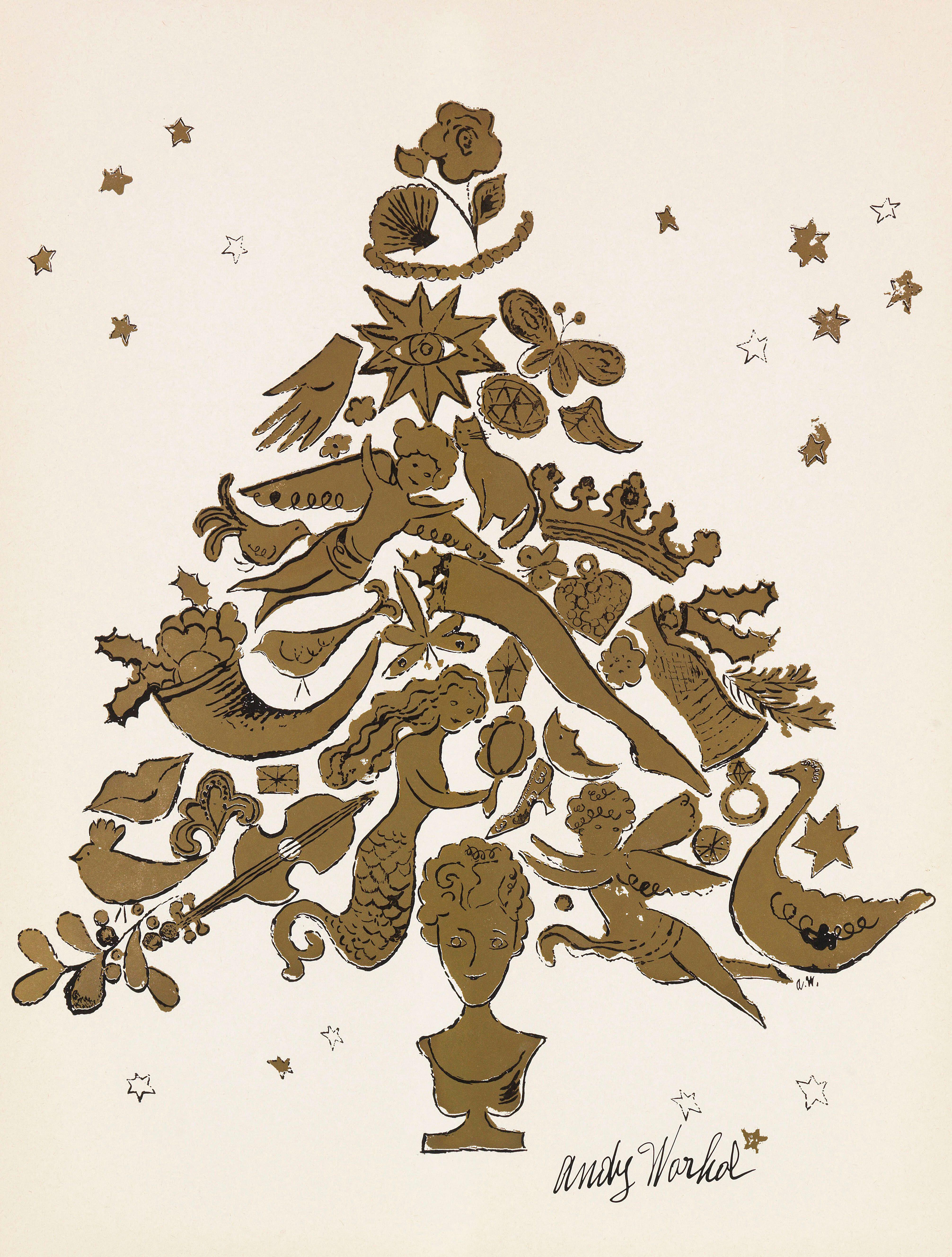 A Christmas card designed by Andy Warhol from 1957