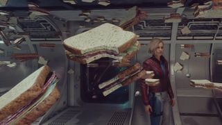 Sandwiches floating in zero G