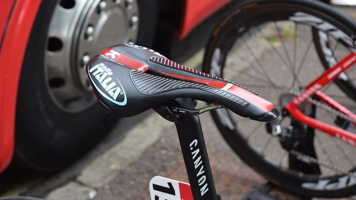 Tony Martin has customised his Selle Italia saddle for extra security