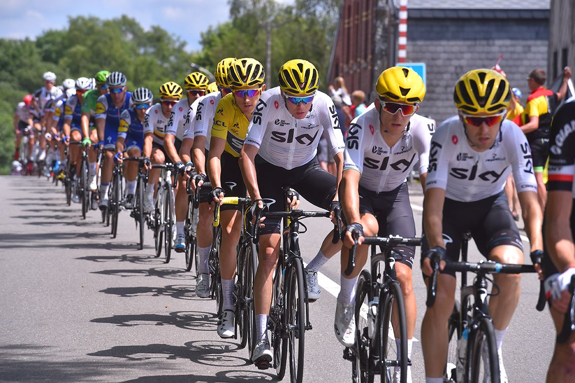 Geraint Thomas (Team Sky) in the maillot jaune