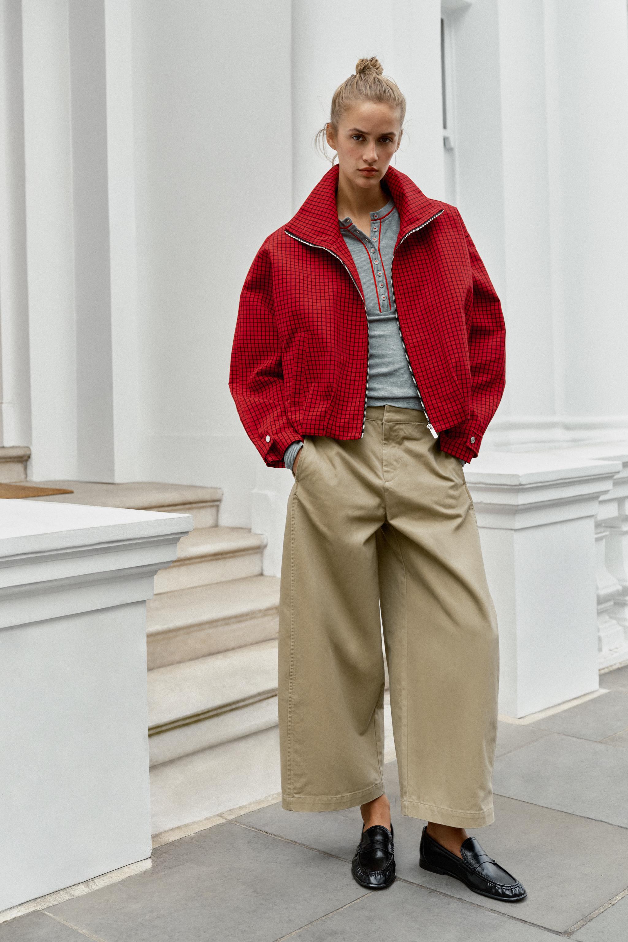Check Bomber Jacket - Red - Xs