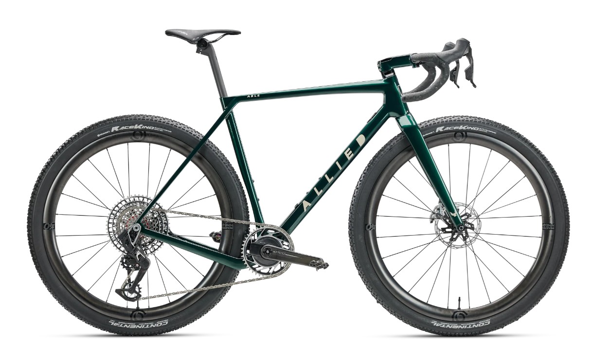 A green Allied Able gravel race bike
