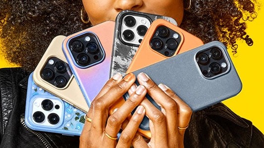 A selection of OtterBox phone cases on iPhones