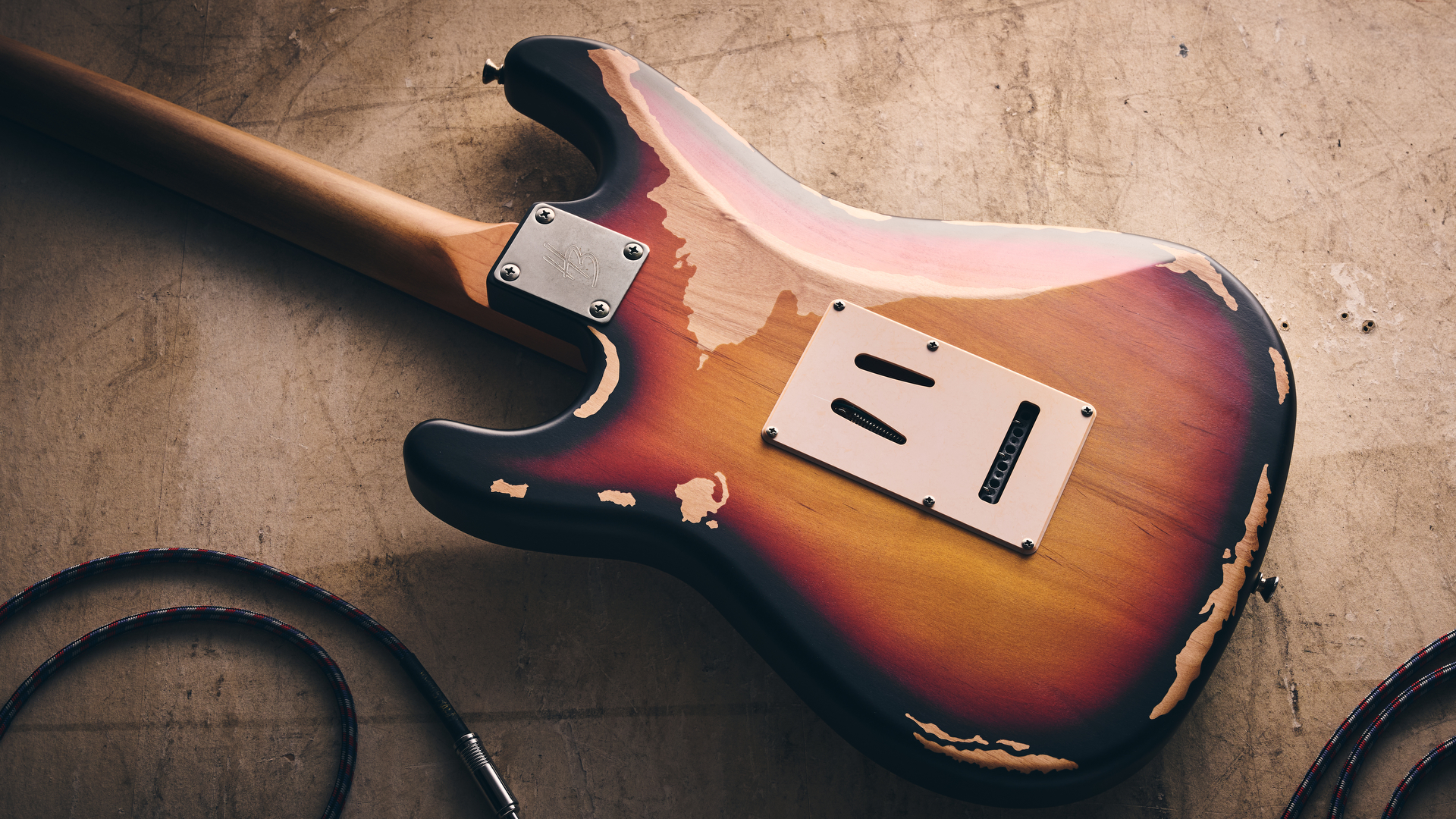 The back of the body on the Harley Benton ST-62HA electric guitar
